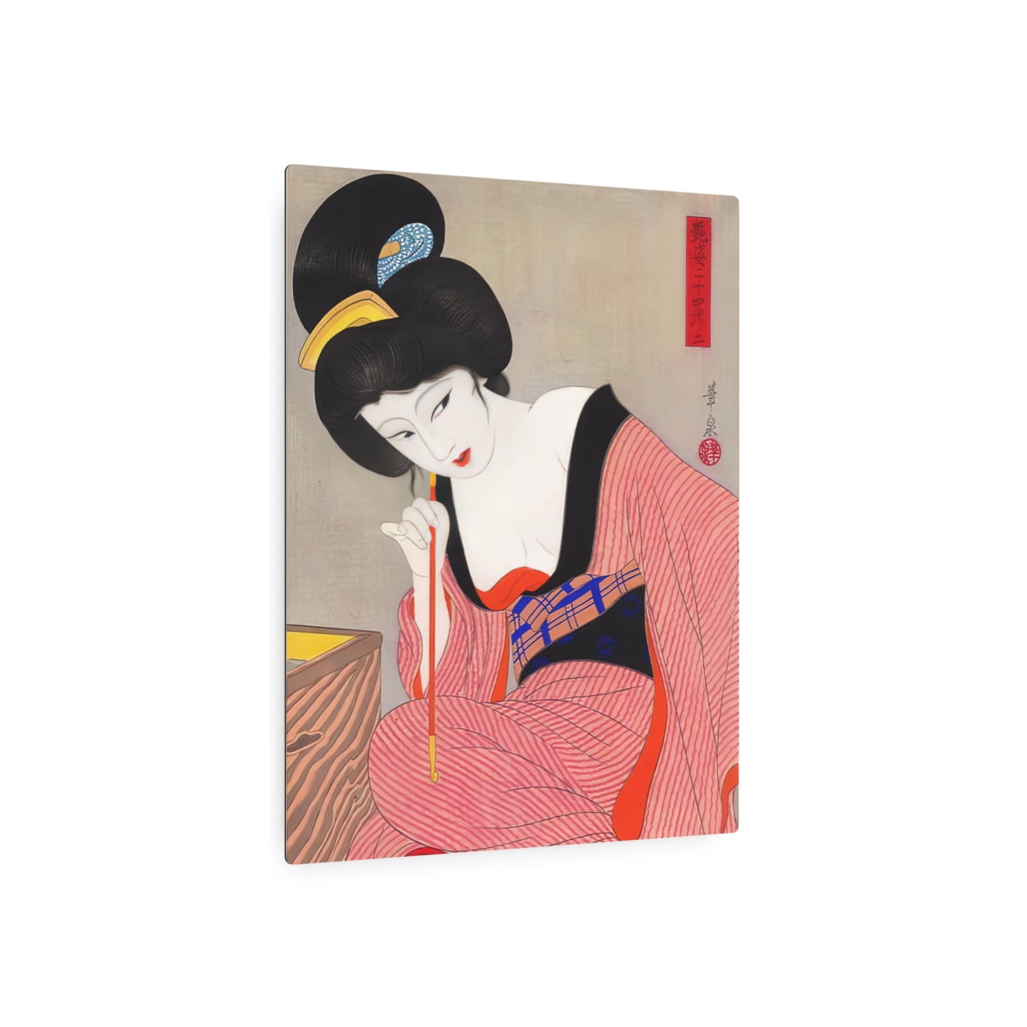 Ukiyo-e Art - Before the mirror - Ōhira Kasen 🇺🇸 US Shipping - Traditional Japanese Art on Metal Poster