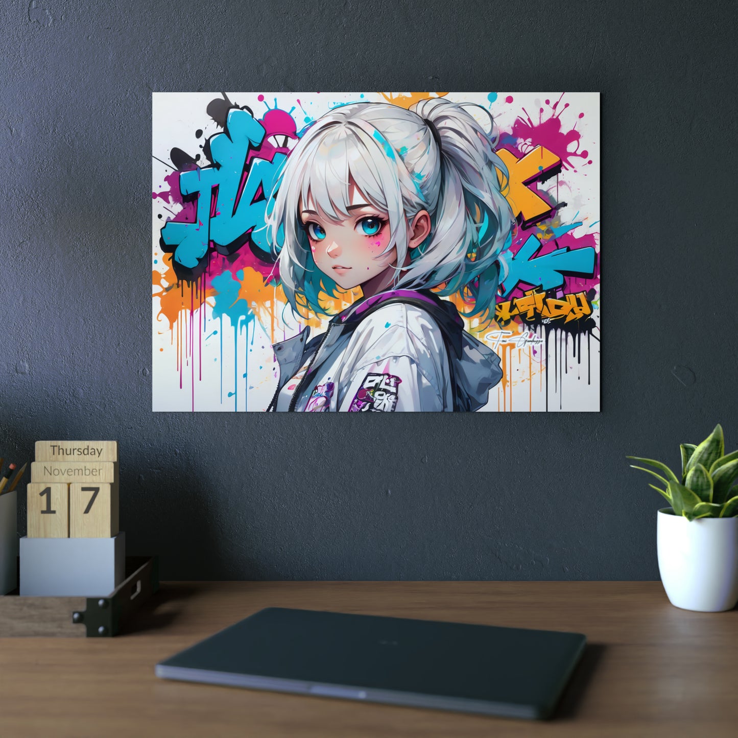 Manga Mural: Mariko 🇩🇪 GER Shipping - Anime Graffiti Art on Metal Poster