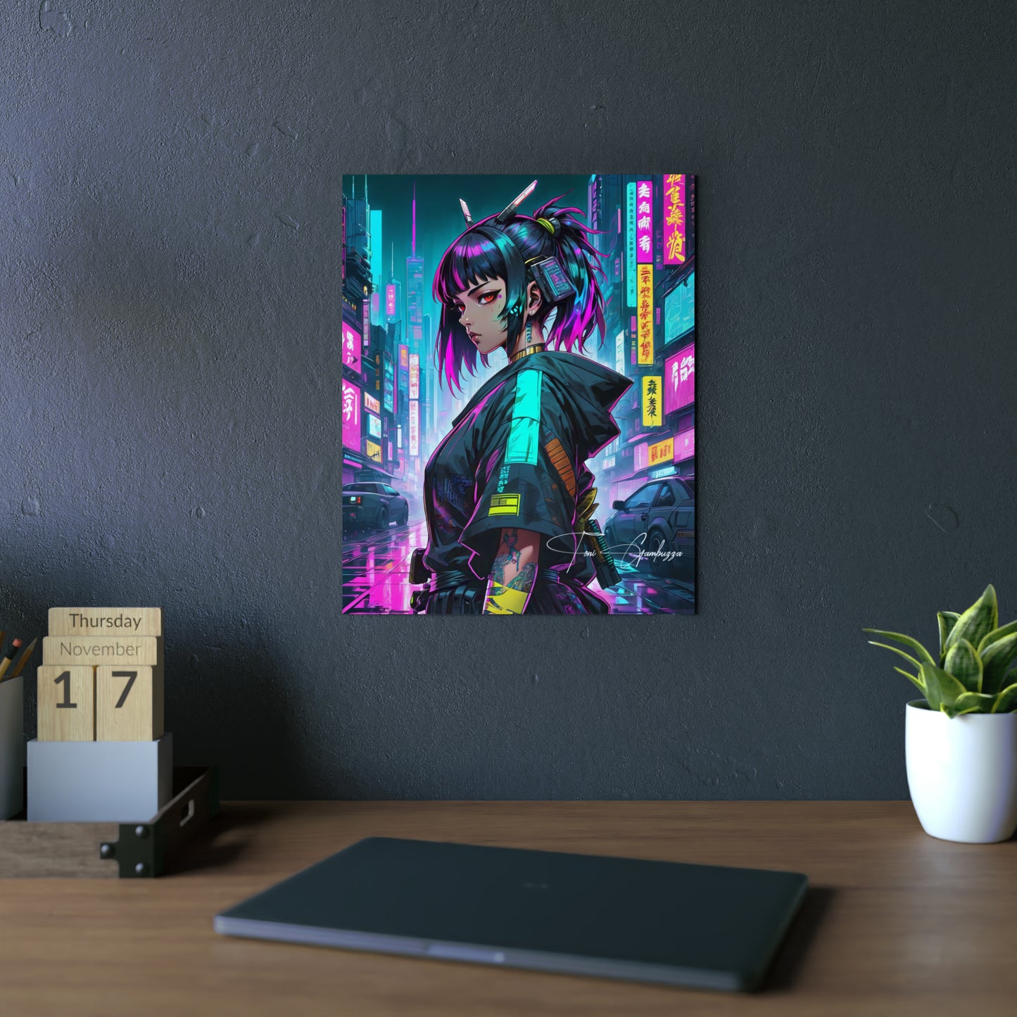 Cyberpunk Anime Girl 🇩🇪 GER Shipping - Anime Art on Metal Poster