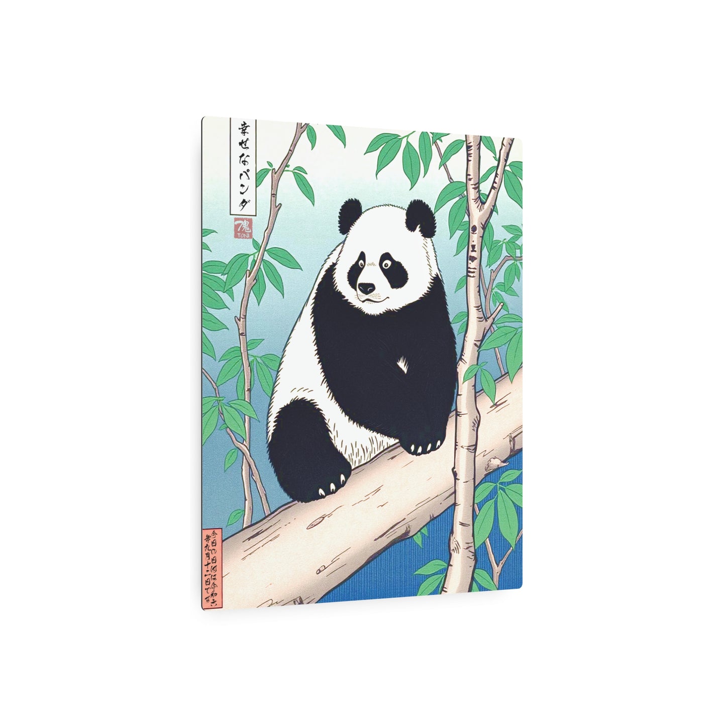 Ukiyo-e Art - Happy Panda 🇺🇸 US Shipping - Traditional Japanese Art on Metal Poster