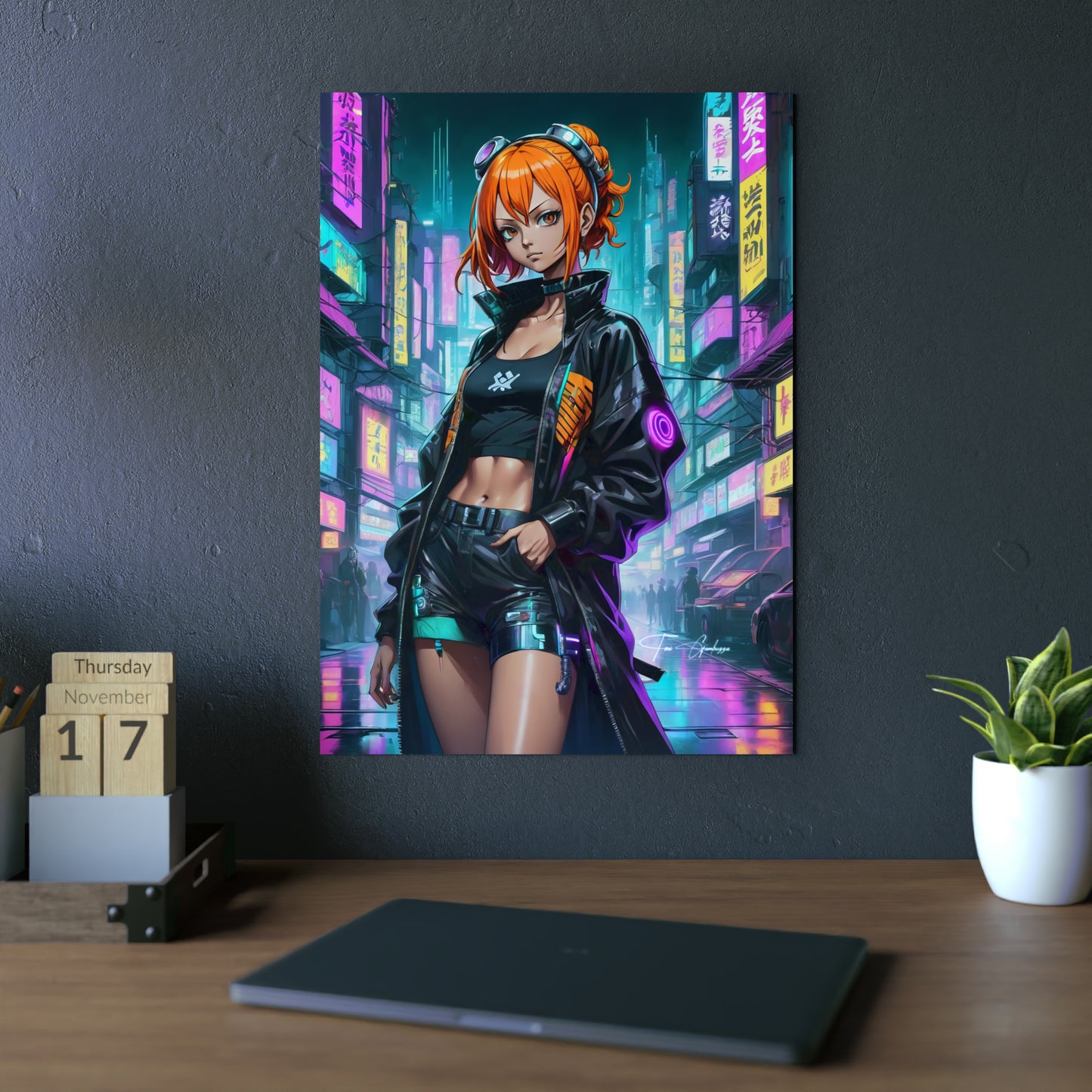 Cyberpunk Nami 🇩🇪 GER Shipping - Anime Art on Metal Poster