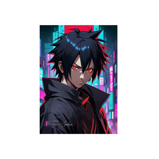 Cyberpunk Sasuke 🇩🇪 GER Shipping - Anime Art on Metal Poster