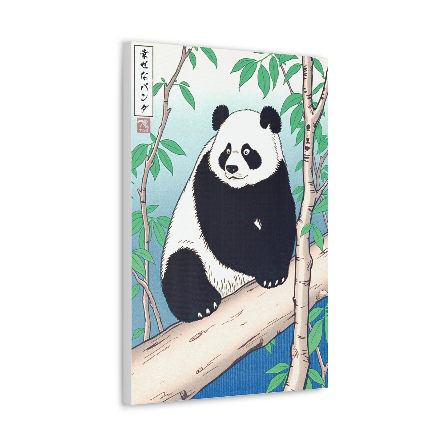 Ukiyo-e Art - Happy Panda • Traditional Japanese Art on high quality Canvas