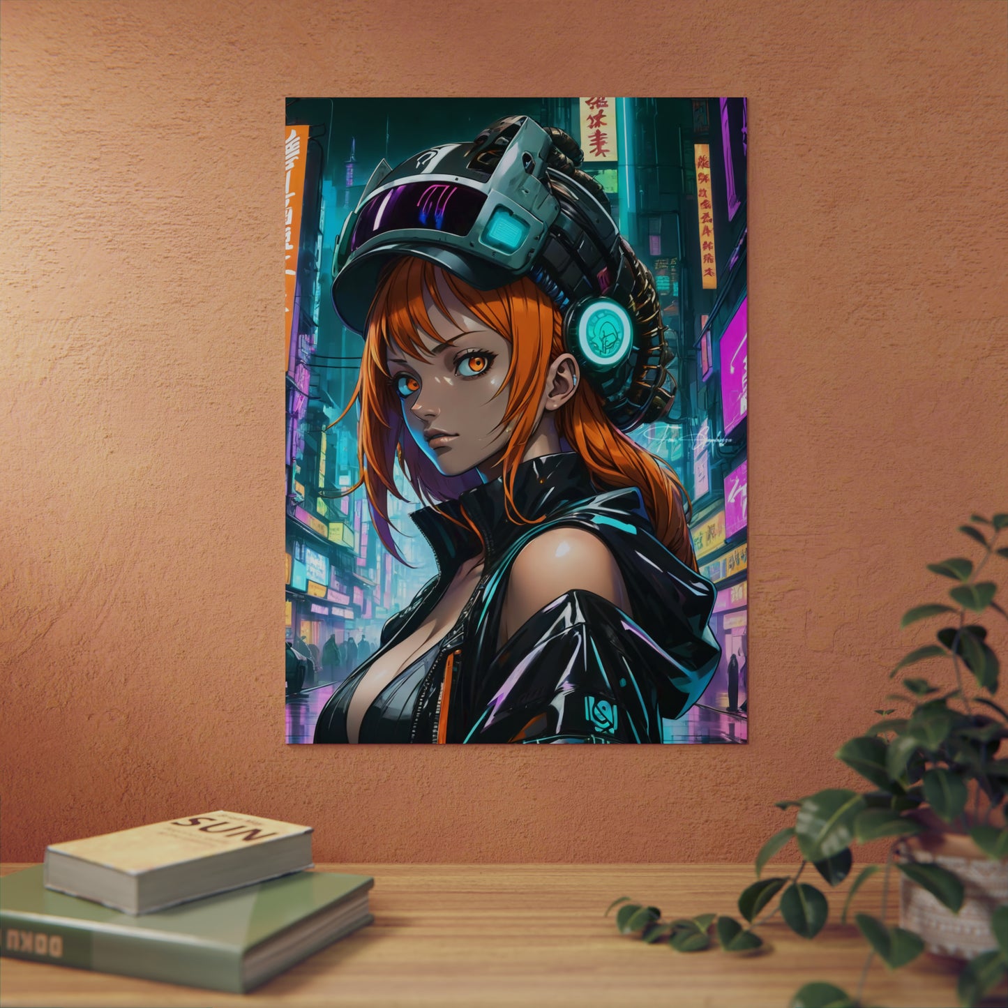 Cyberpunk Nami Portrait 🇩🇪 GER Shipping - Anime Art on Metal Poster