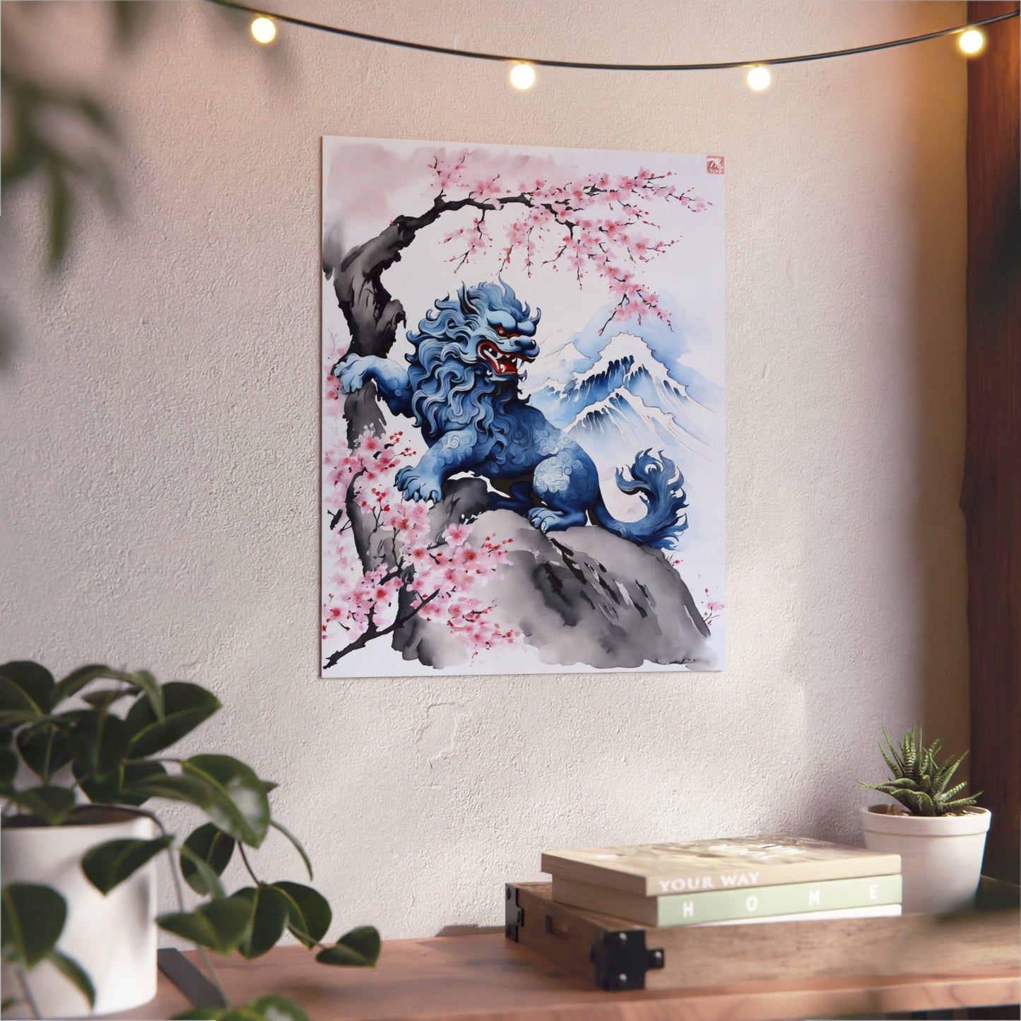 Sumi-e Art - Komainu 🇩🇪 GER Shipping - Traditional Japanese Art on Metal Poster