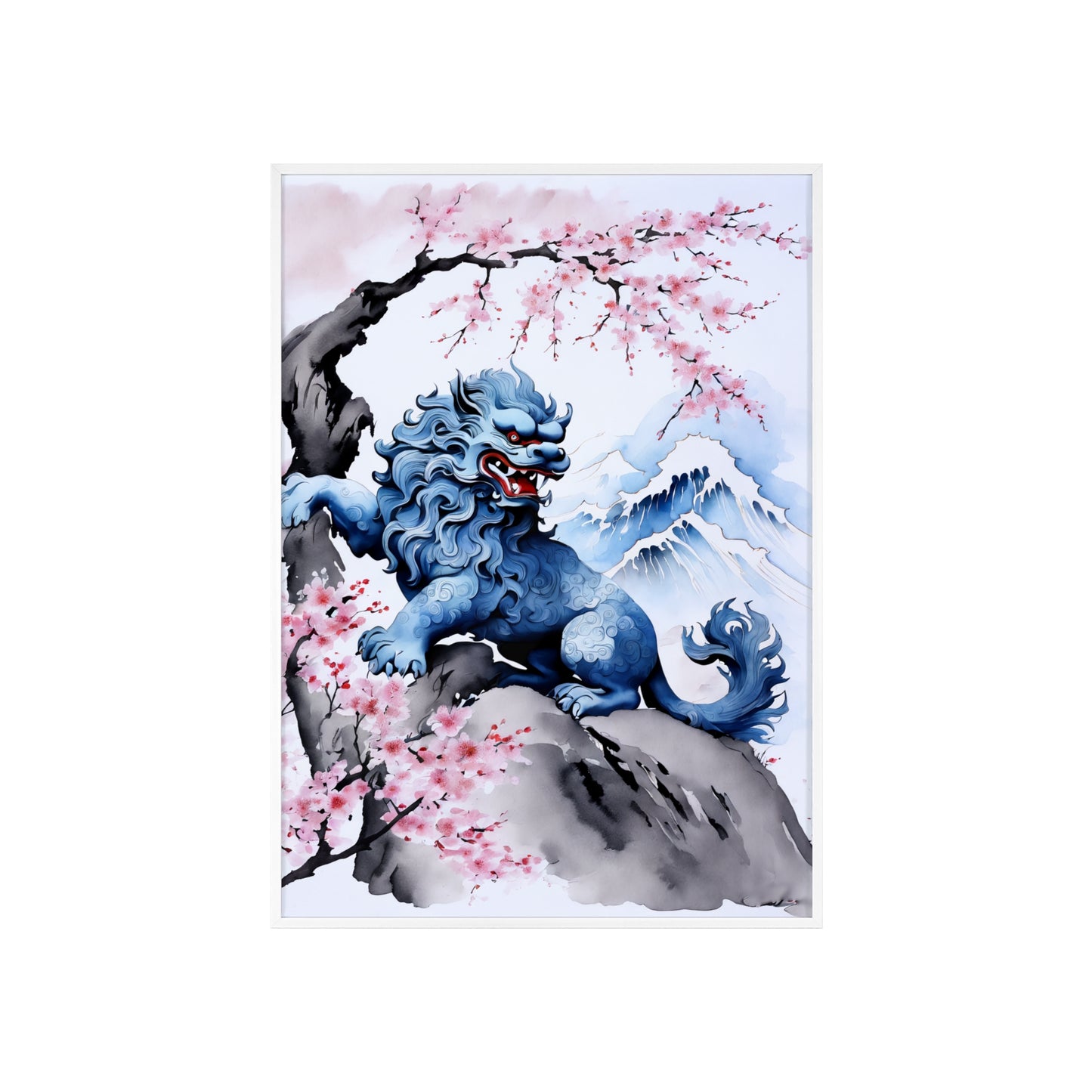 Sumi-e Art - Komainu • Traditional Japanese Art • Framed