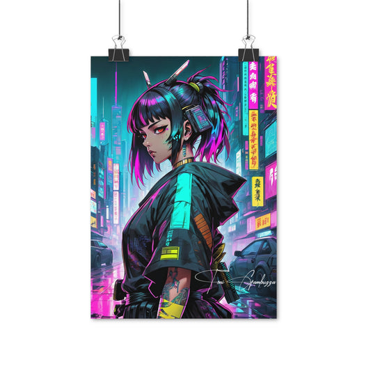 Cyberpunk Anime Girl - Anime Art on high quality poster