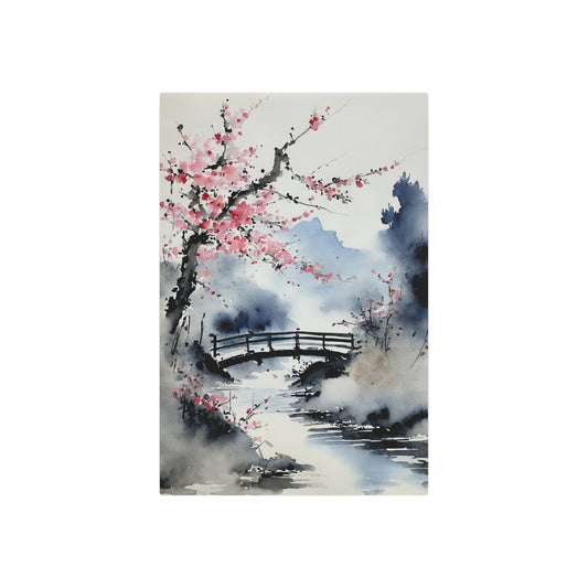 Sumi-e Art - The bridge 🇺🇸 US Shipping - Traditional Japanese Art on Metal Poster