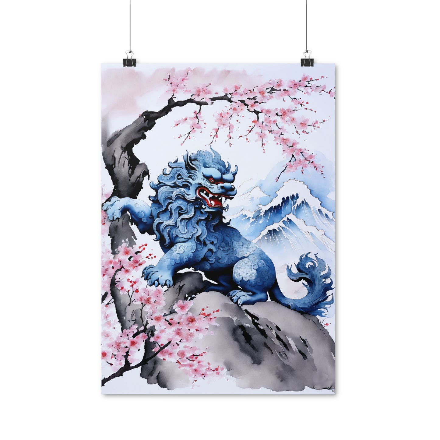 Sumi-e Art - Komainu • Traditional Japanese Art on high quality poster