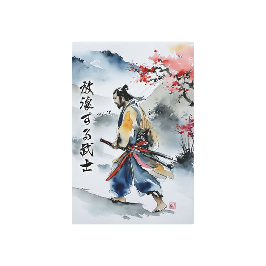 Sumi-e Art - Wandering Samurai 🇺🇸 US Shipping - Traditional Japanese Art on Metal Poster