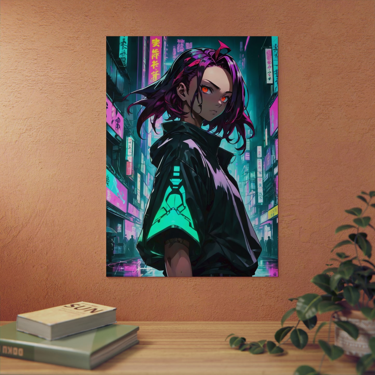 Cyberpunk Tanjirō 🇩🇪 GER Shipping - Anime Art on Metal Poster