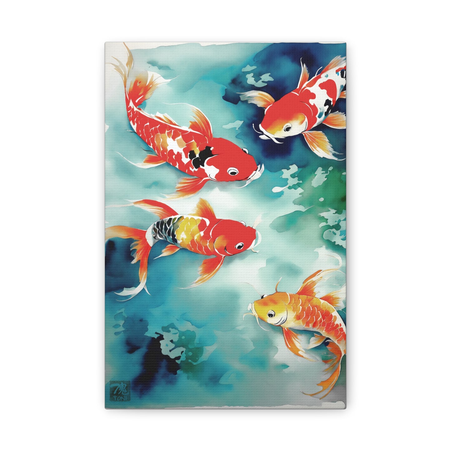 Sumi-e Art  - Koi Pond • Traditional Japanese Art on high quality Canvas