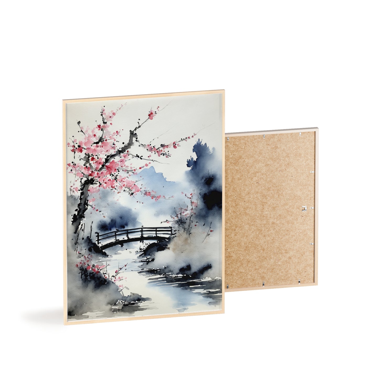 Sumi-e Art - The bridge • Traditional Japanese Art • Framed