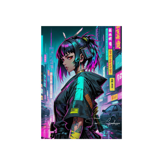 Cyberpunk Anime Girl 🇩🇪 GER Shipping - Anime Art on Metal Poster