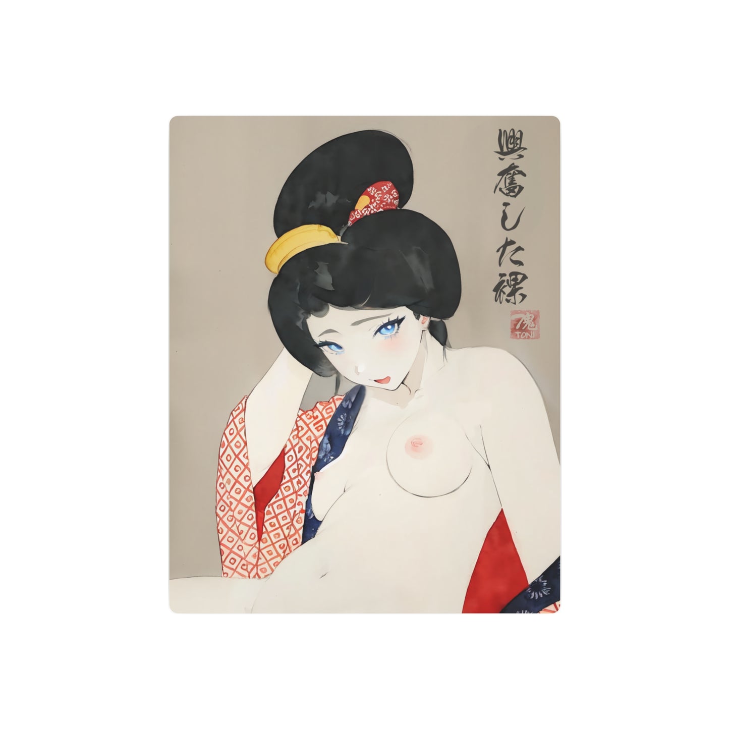 Ukiyo-e Art - Excited nude 🇺🇸 US Shipping - Traditional Japanese Art on Metal Poster