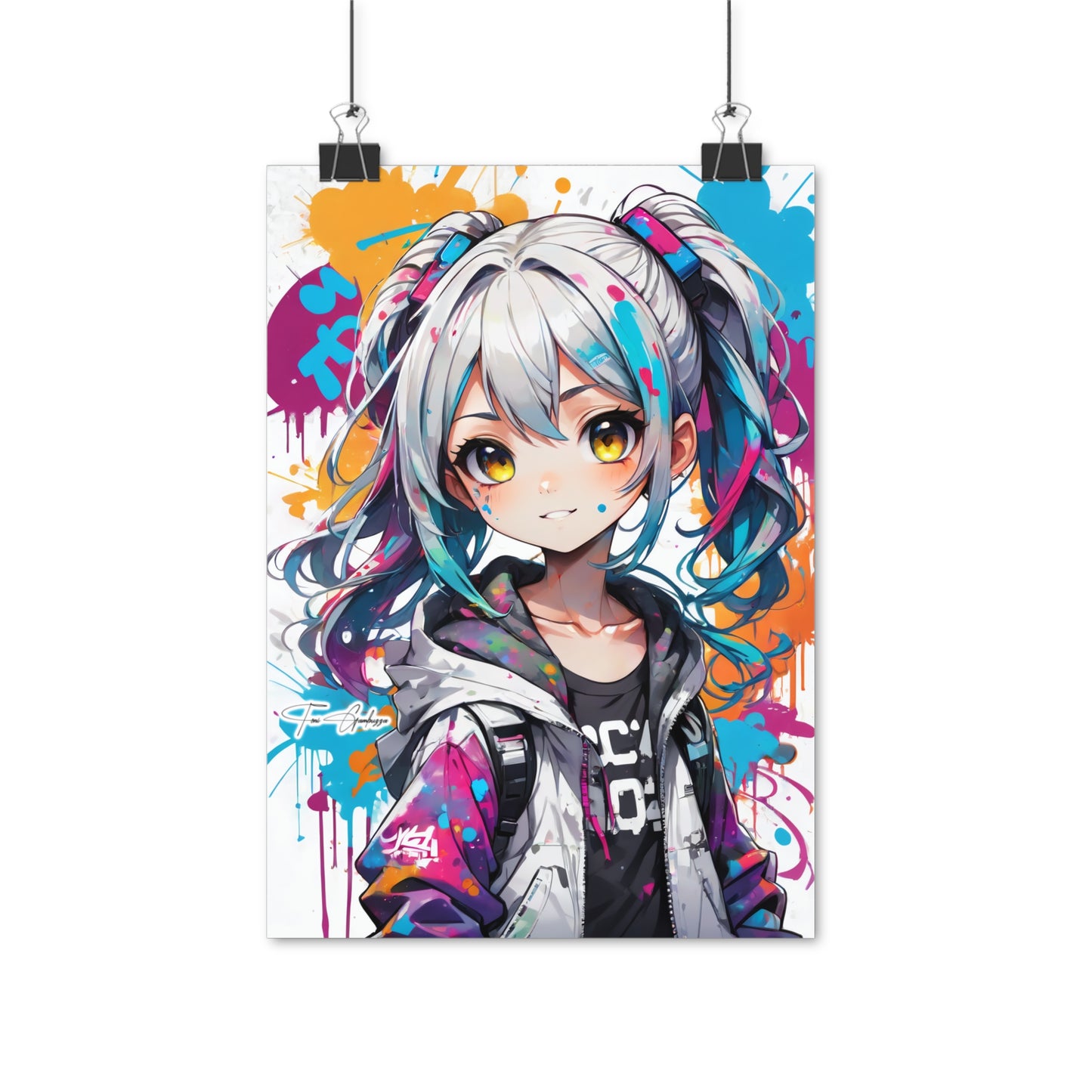 Manga Mural: Yui - Anime Graffiti Art on high quality poster