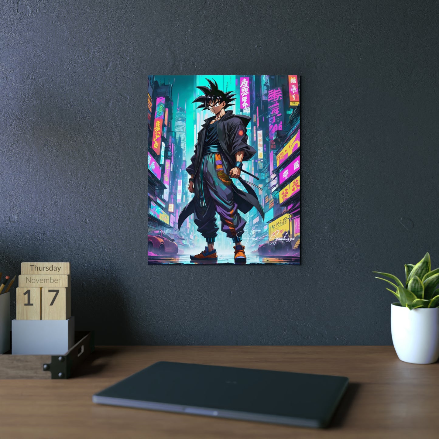 Cyberpunk Xeno Goku 🇩🇪 GER Shipping - Anime Art on Metal Poster