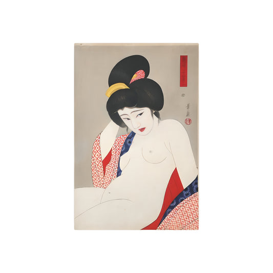 Ukiyo-e Art - Bored nude - Ōhira Kasen 🇺🇸 US Shipping - Traditional Japanese Art on Metal Poster