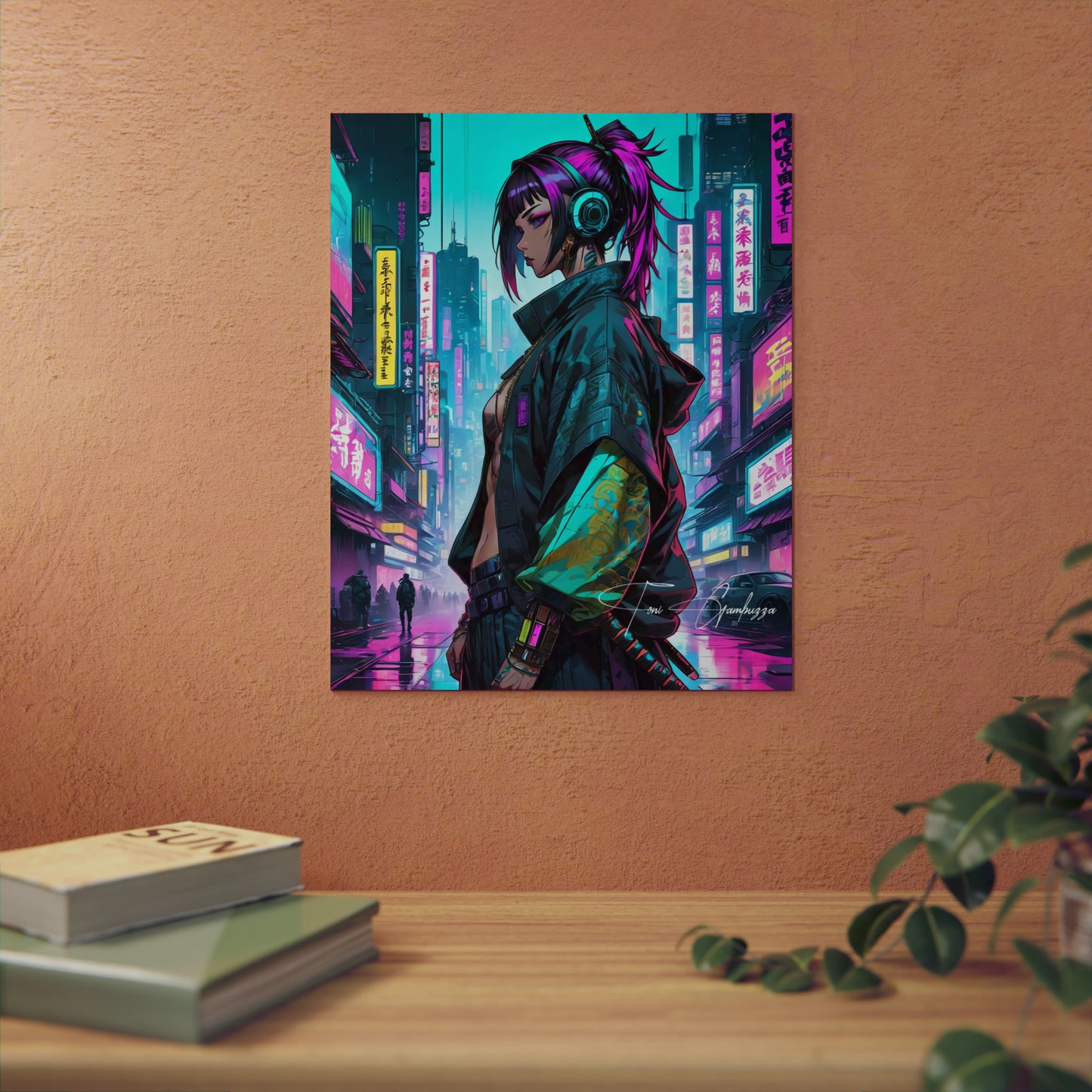 Cyberpunk Waifu 🇩🇪 GER Shipping - Anime Art on Metal Poster