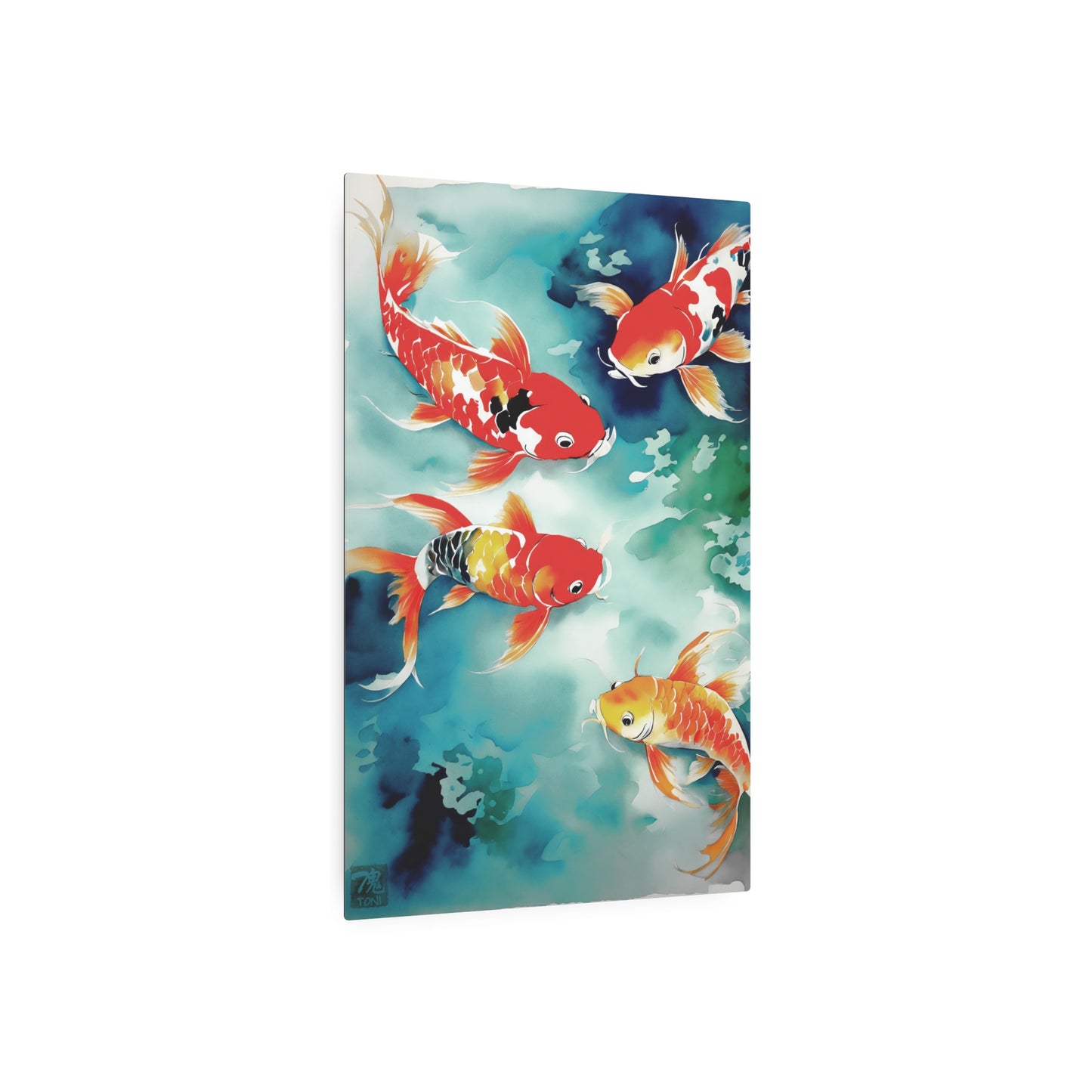 Sumi-e Art - Koi Pond 🇺🇸 US Shipping - Traditional Japanese Art on Metal Poster