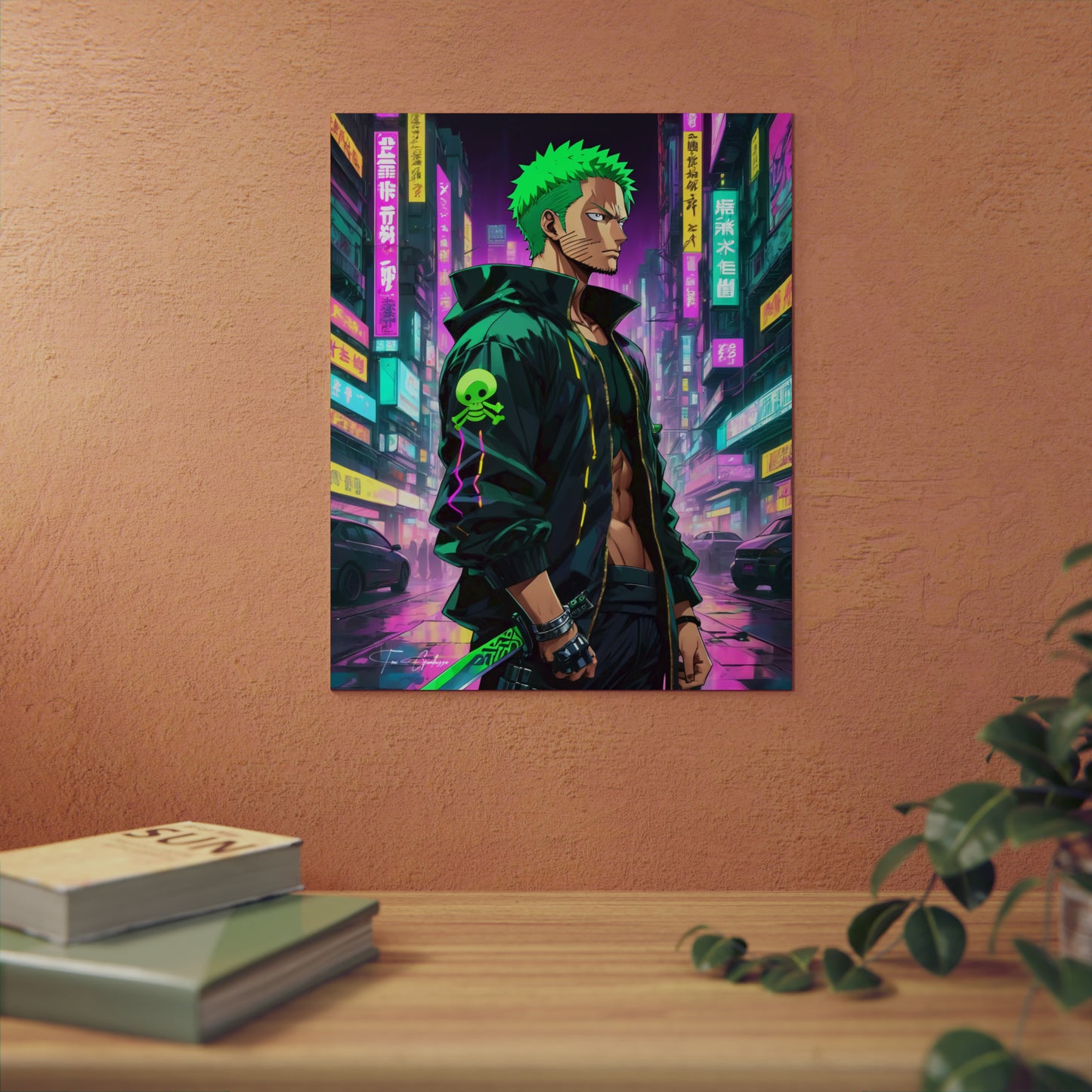 Cyberpunk Zoro 🇩🇪 GER Shipping - Anime Art on Metal Poster