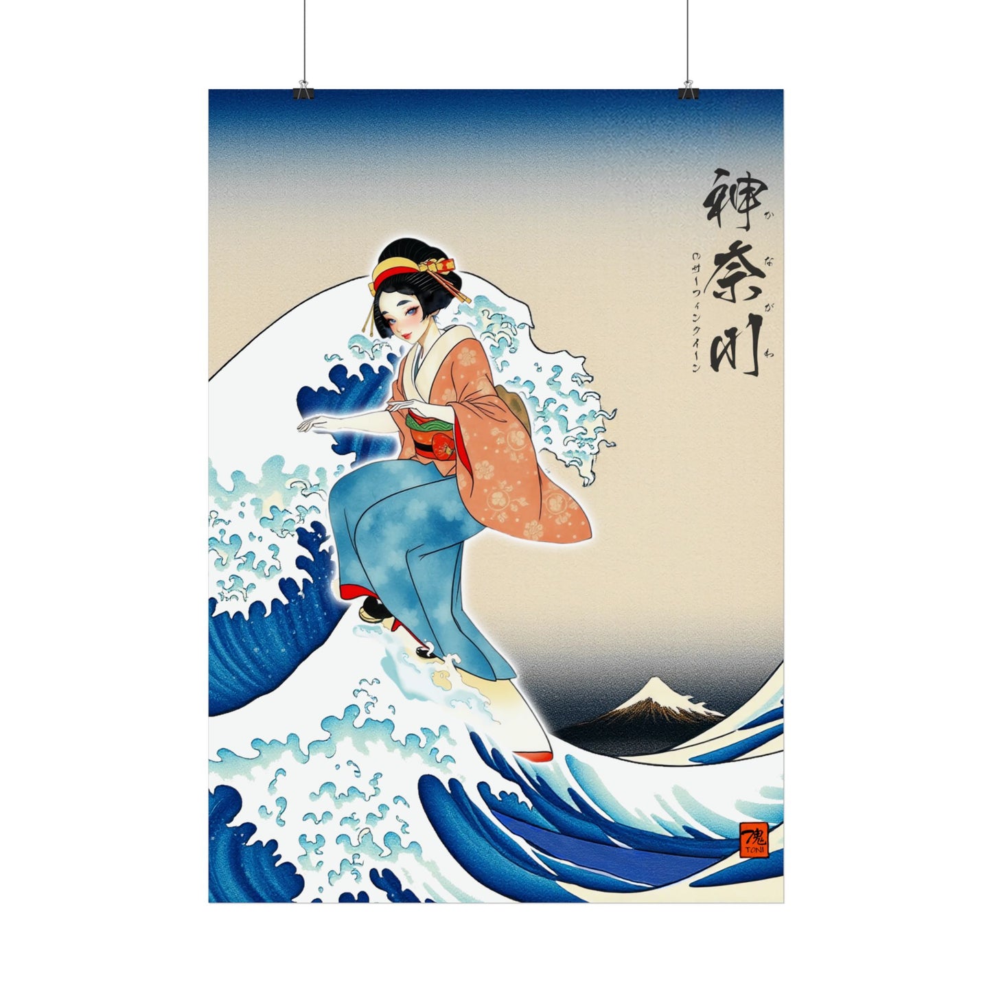 Ukiyo-e Art - Kanagawa Surfing Queen • Traditional Japanese Art on high quality poster