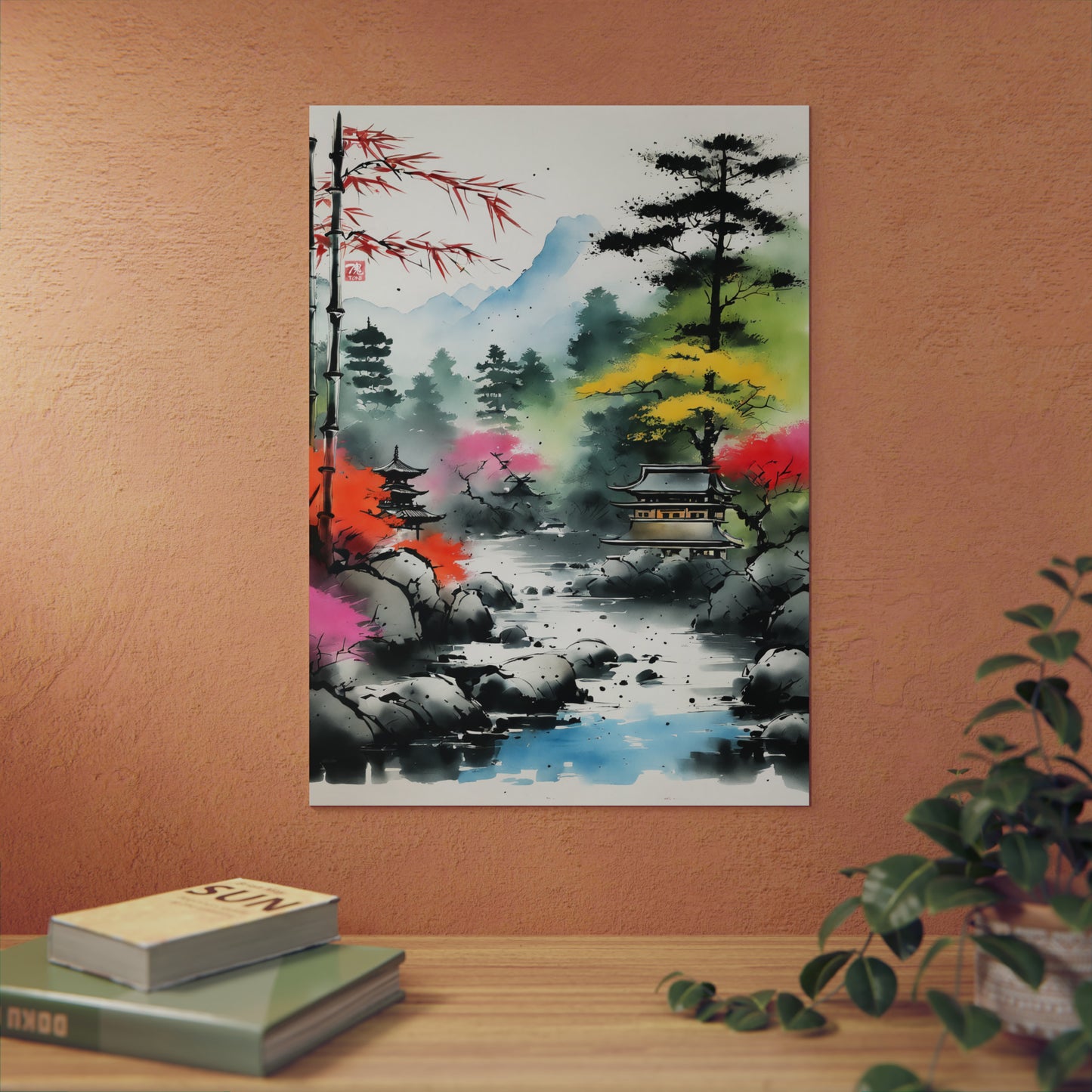 Sumi-e Art - Shambala Lake 🇩🇪 GER Shipping - Traditional Japanese Art on Metal Poster