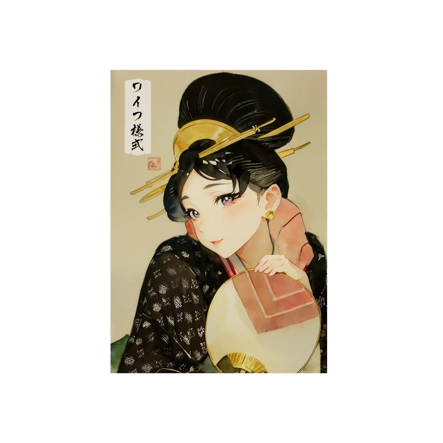 Ukiyo-e Art - Waifu Style 🇩🇪 GER Shipping - Traditional Japanese Art on Metal Poster