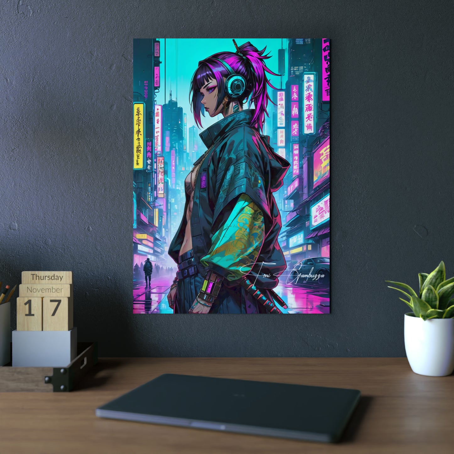 Cyberpunk Waifu 🇩🇪 GER Shipping - Anime Art on Metal Poster