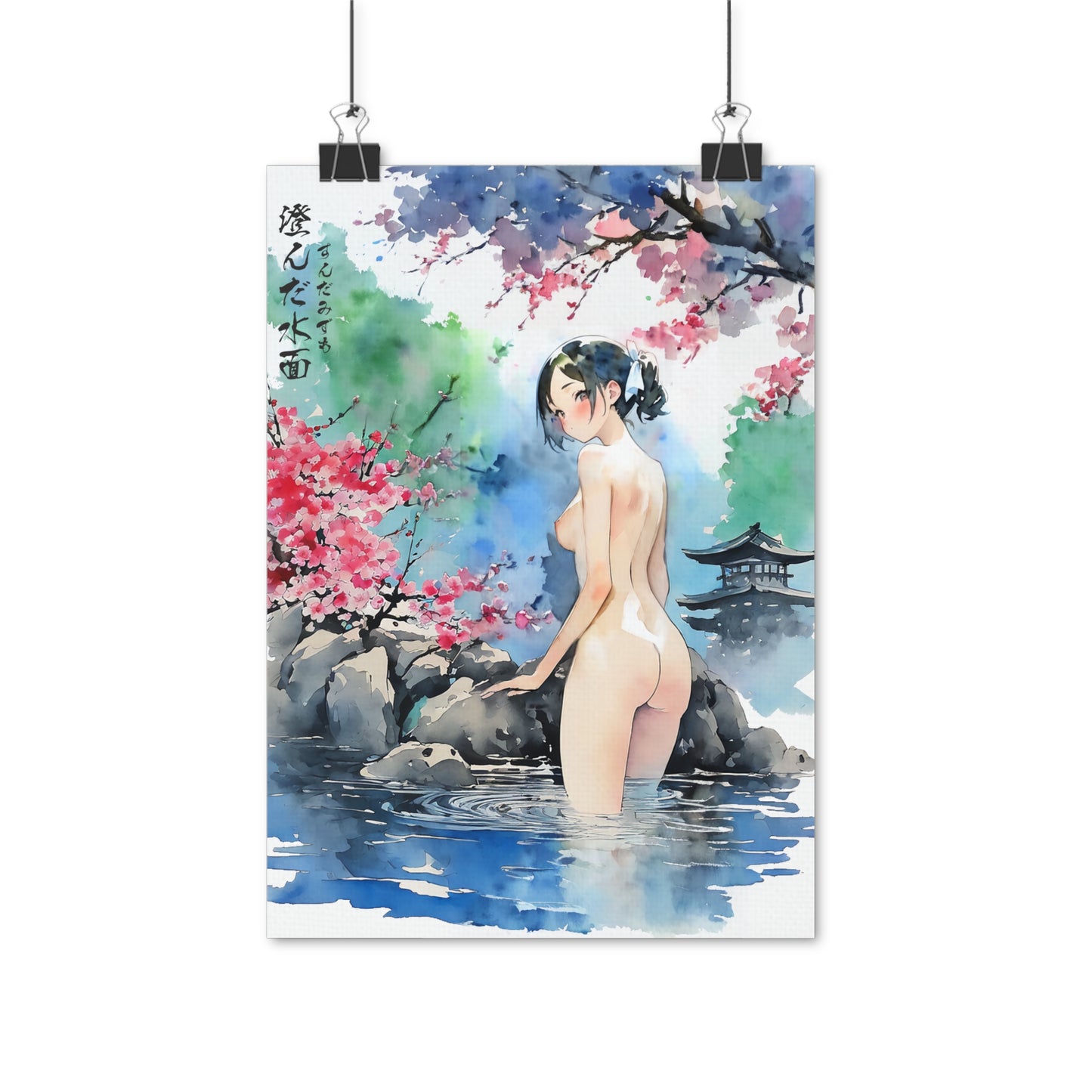 Sumi-Manga Art - Bathing Girl • Traditional Japanese Art on high quality poster