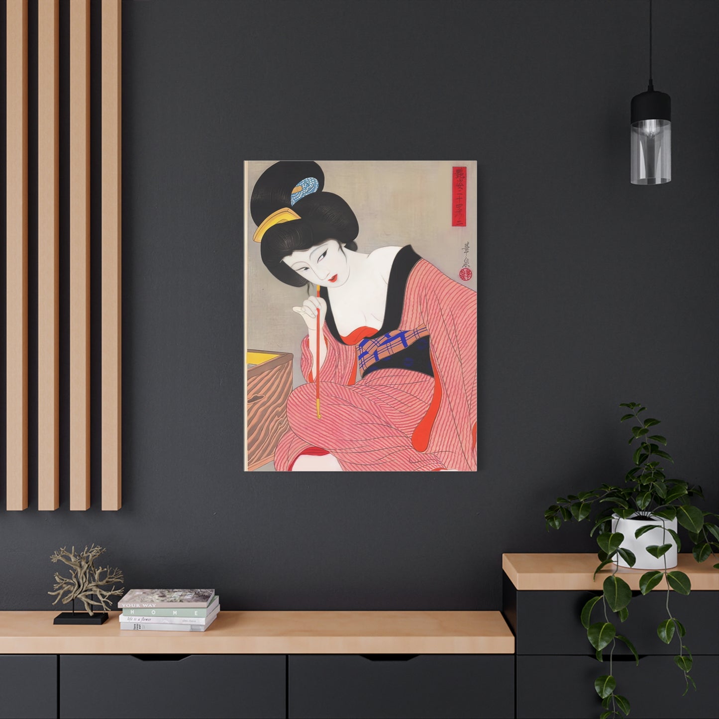 Ukiyo-e Art  - Before the mirror - Ōhira Kasen • Traditional Japanese Art on high quality Canvas