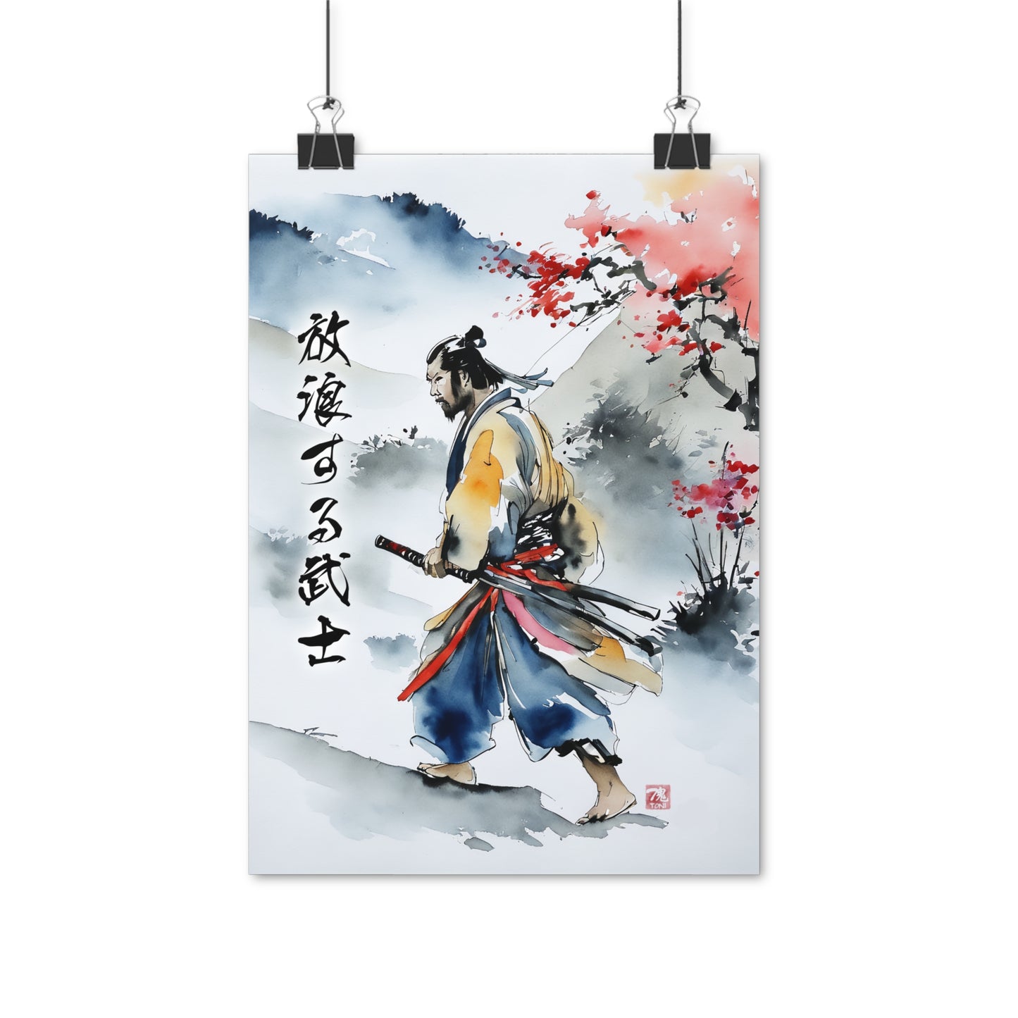 Sumi-e Art - Wandering Samurai • Traditional Japanese Art on high quality poster