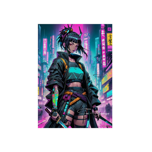 Cyberpunk Girl 🇩🇪 GER Shipping - Anime Art on Metal Poster