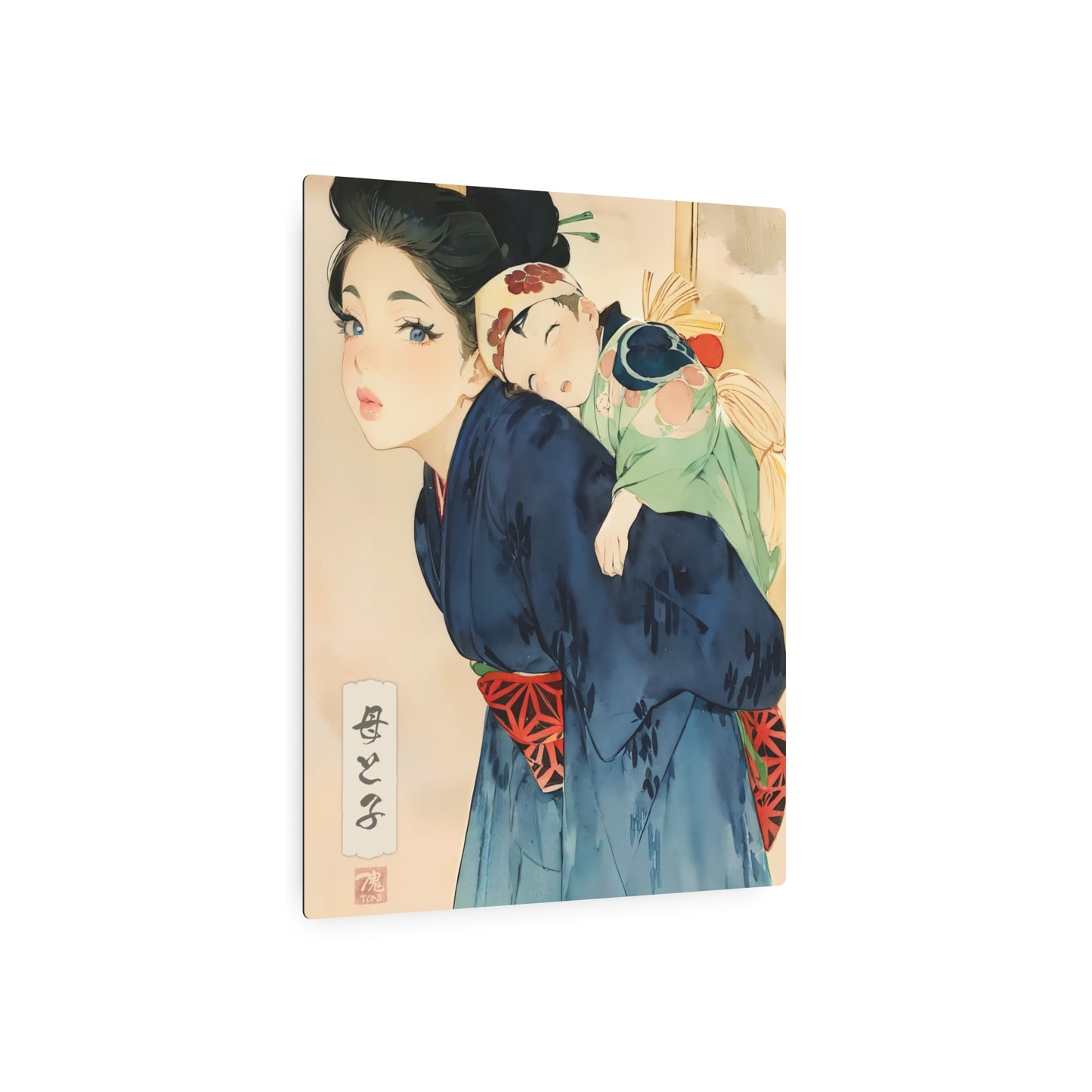 Ukiyo-e Art - Mother and child 🇺🇸 US Shipping - Traditional Japanese Art on Metal Poster