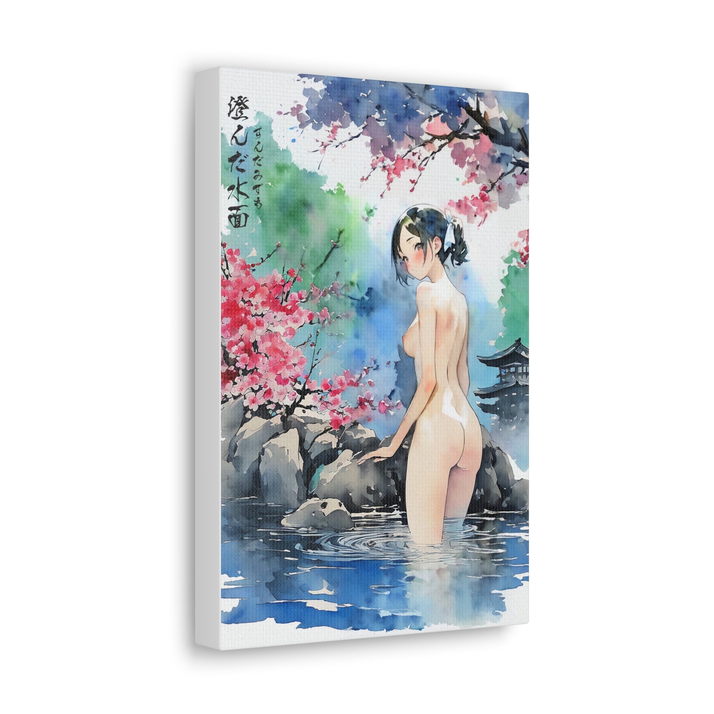 Sumi-Manga Art  - Bathing Girl • Traditional Japanese Art on high quality Canvas