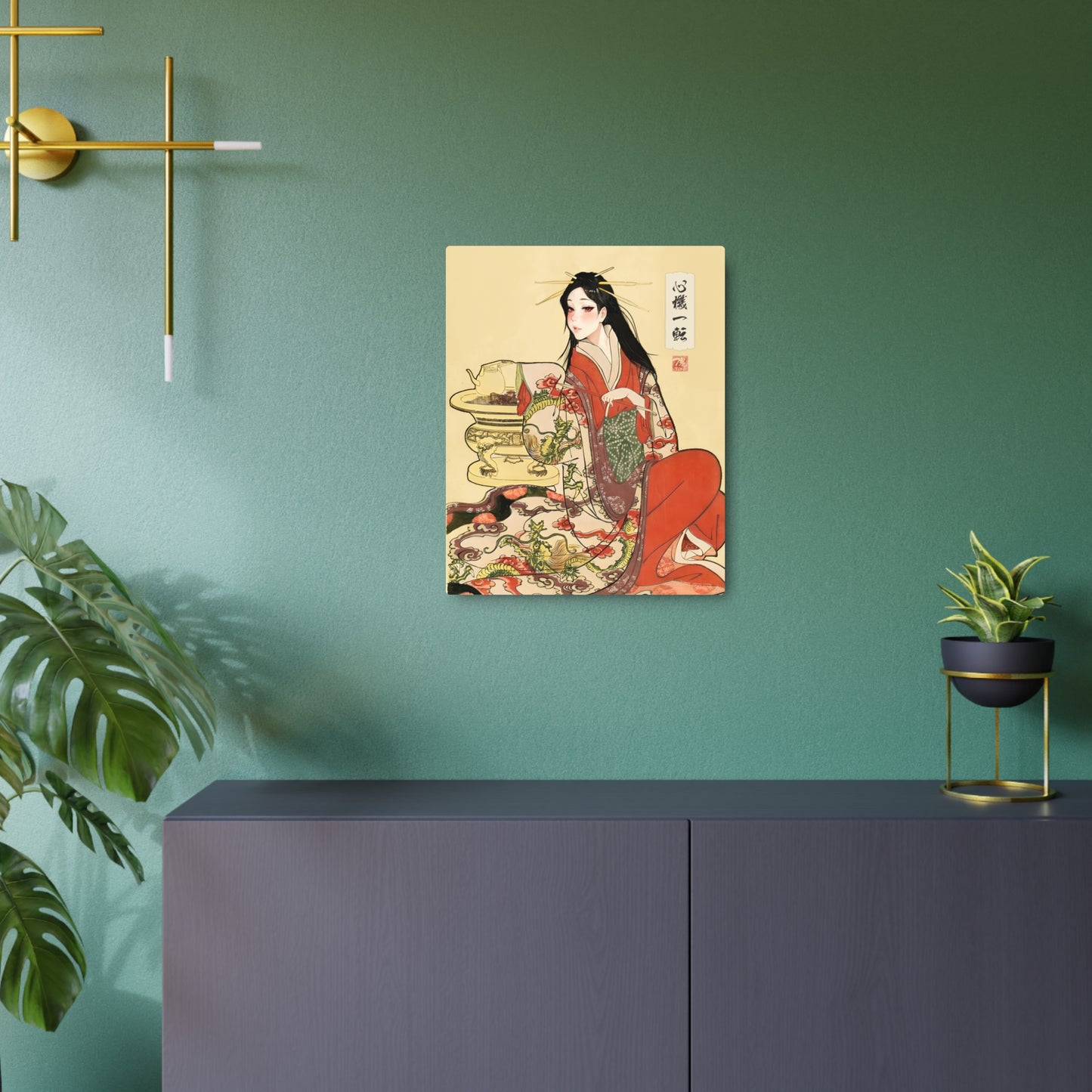 Ukiyo-e Art - Turning over a new leaf 🇺🇸 US Shipping - Traditional Japanese Art on Metal Poster