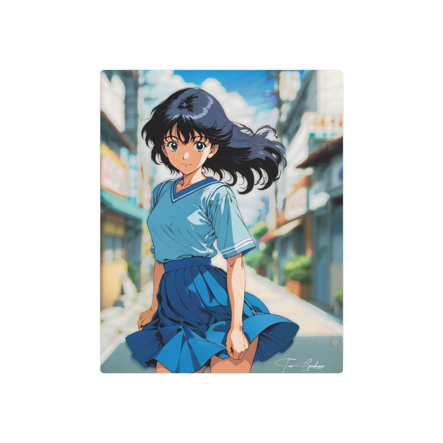 City Pop Collection - Flirty Schoolgirl 🇺🇸 US Shipping - Anime Art on Metal Poster