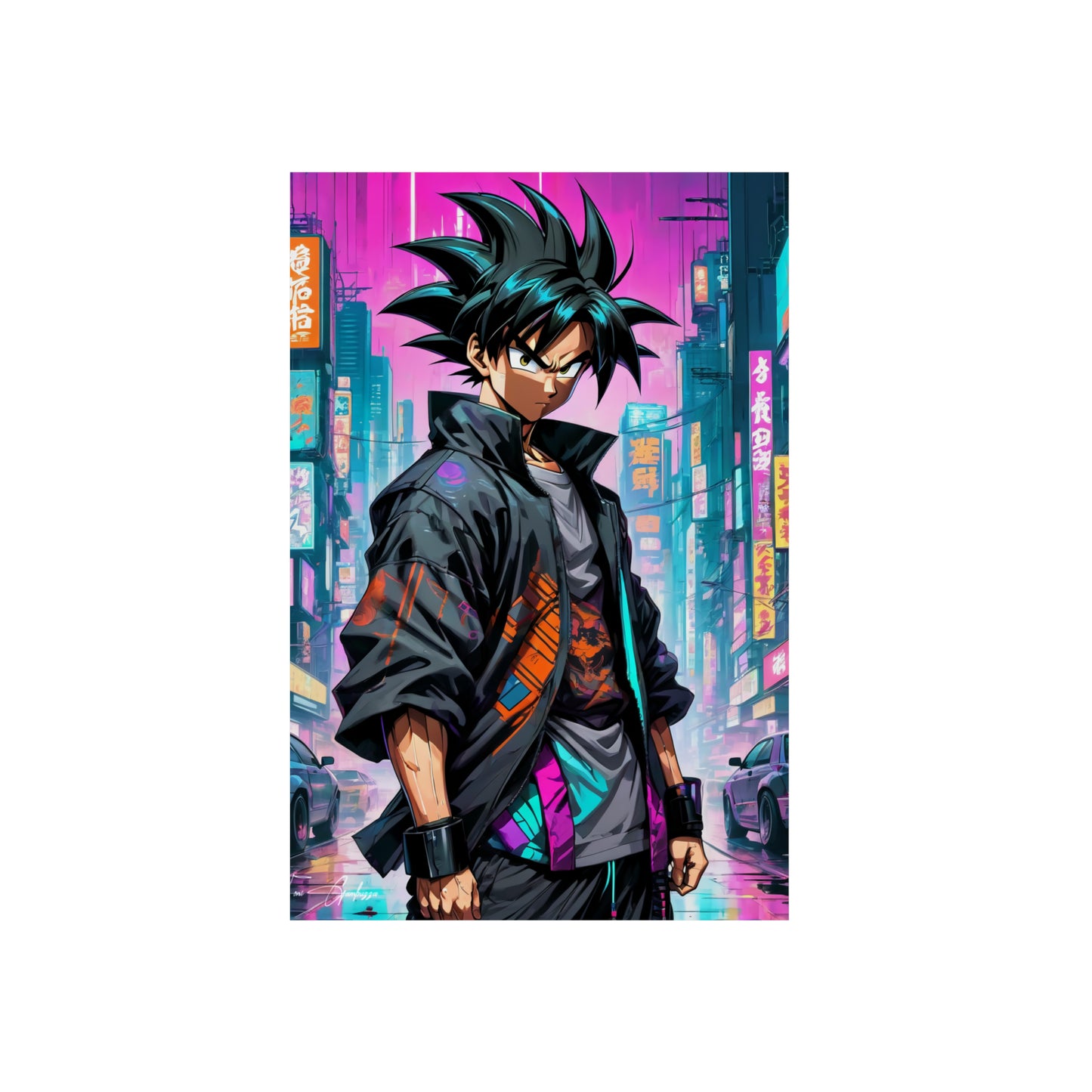 Cyberpunk Son Goku 🇩🇪 GER Shipping - Anime Art on Metal Poster