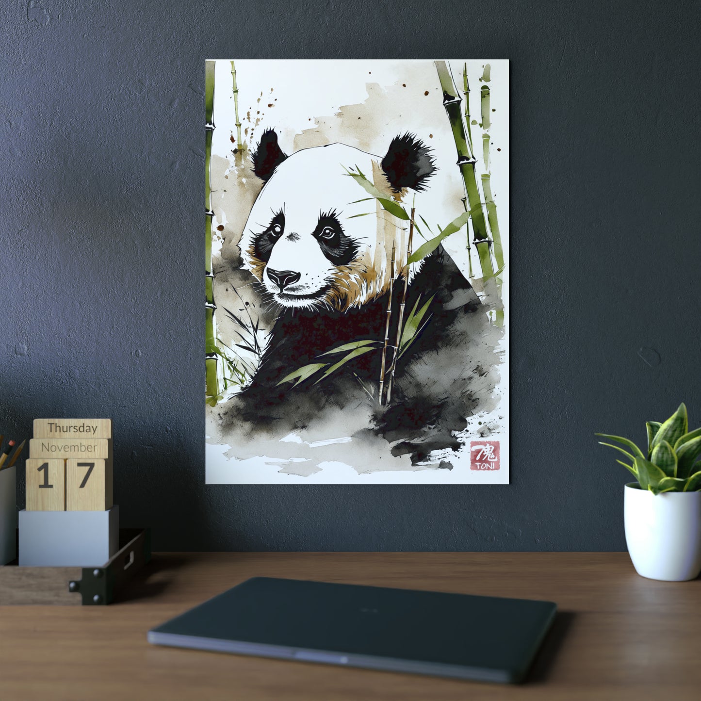 Sumi-e Art - Panda 🇩🇪 GER Shipping - Traditional Japanese Art on Metal Poster