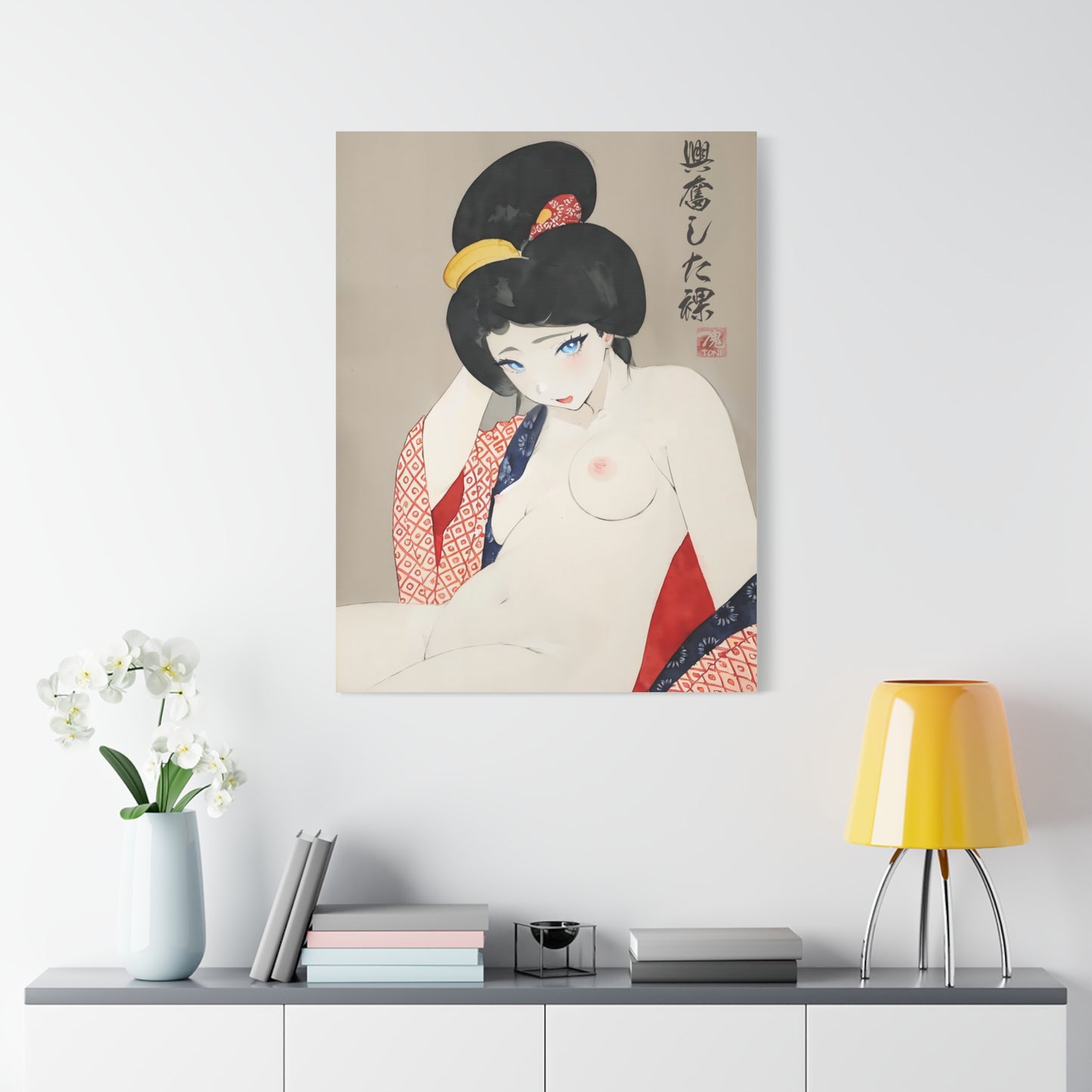 Ukiyo-e Art  - Excited nude • Traditional Japanese Art on high quality Canvas