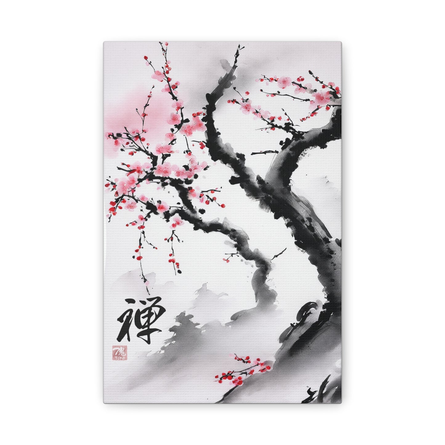 Zen under the Tree - Sumi-e Art on high quality Canvas