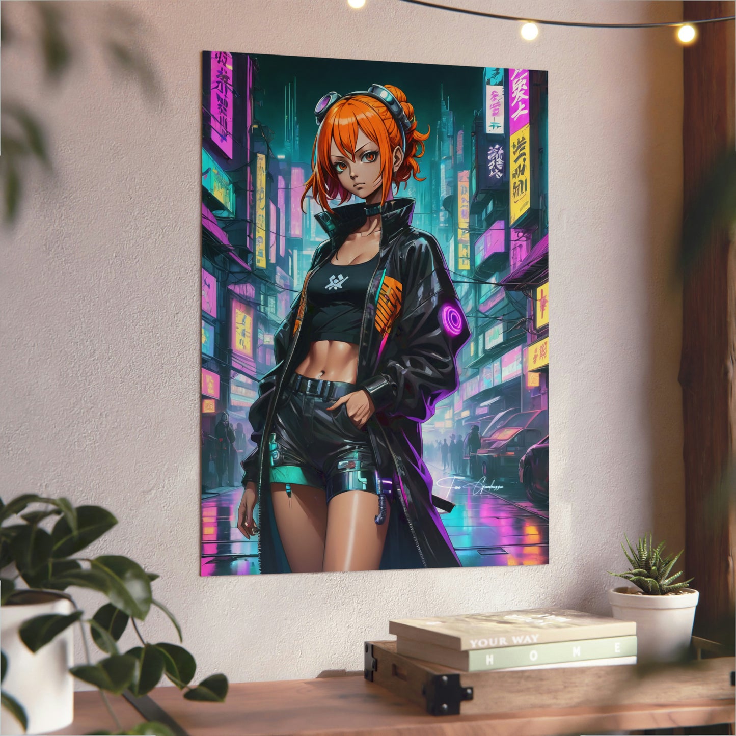 Cyberpunk Nami 🇩🇪 GER Shipping - Anime Art on Metal Poster