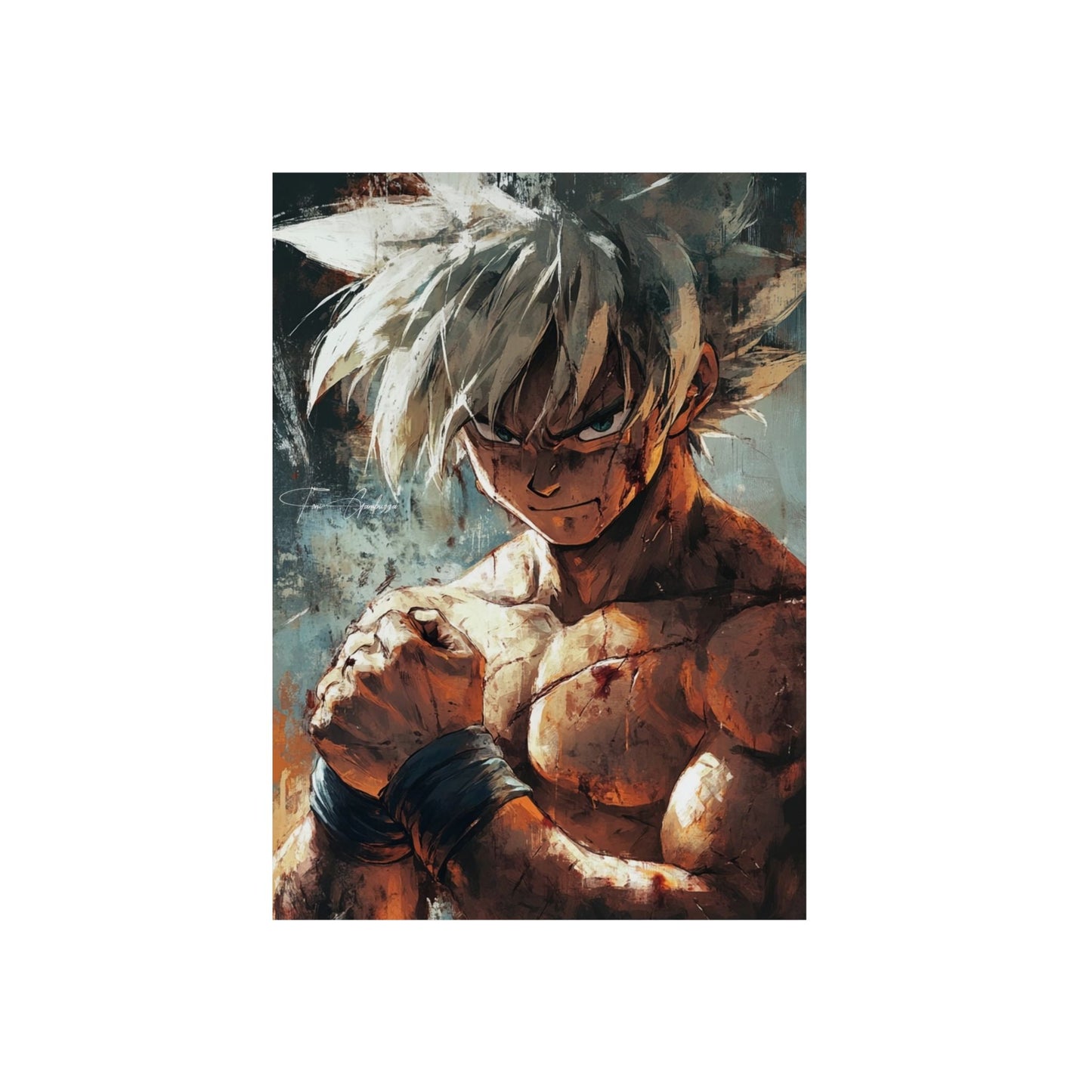 Anime Art - Goku after Battle  🇩🇪 GER Shipping - Anime Art on Metal Poster