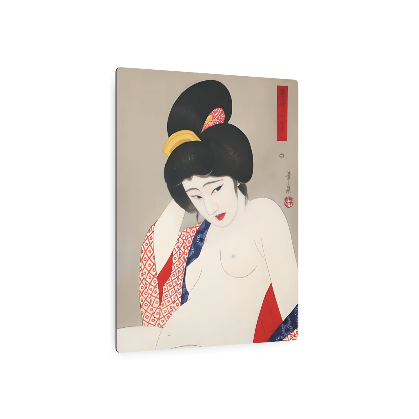 Ukiyo-e Art - Bored nude - Ōhira Kasen 🇺🇸 US Shipping - Traditional Japanese Art on Metal Poster