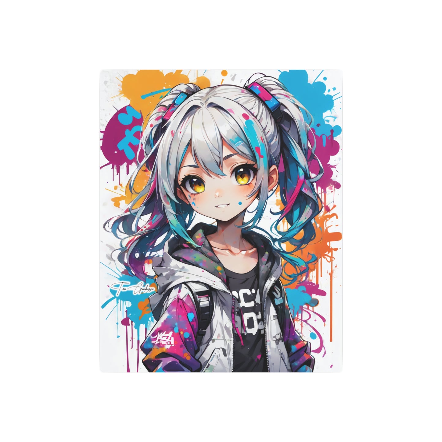 Manga Mural: Yui 🇺🇸 US Shipping - Anime Graffiti Art on Metal Poster