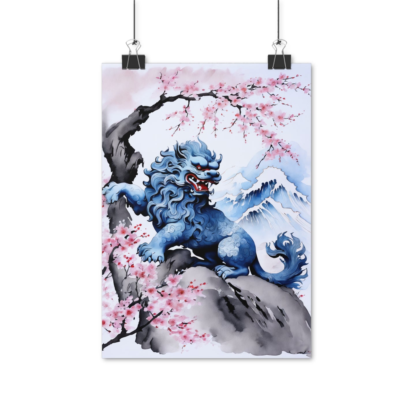 Sumi-e Art - Komainu • Traditional Japanese Art on high quality poster