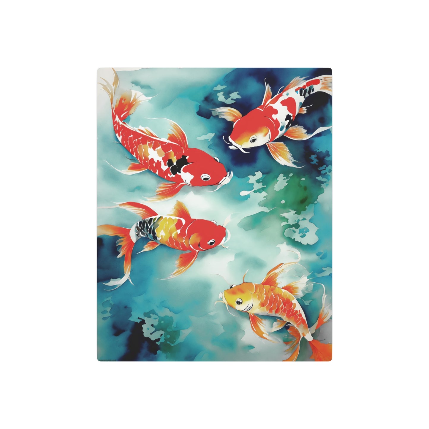 Sumi-e Art - Koi Pond 🇺🇸 US Shipping - Traditional Japanese Art on Metal Poster