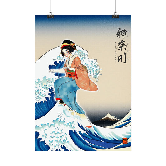 Ukiyo-e Art - Kanagawa Surfing Queen • Traditional Japanese Art on high quality poster