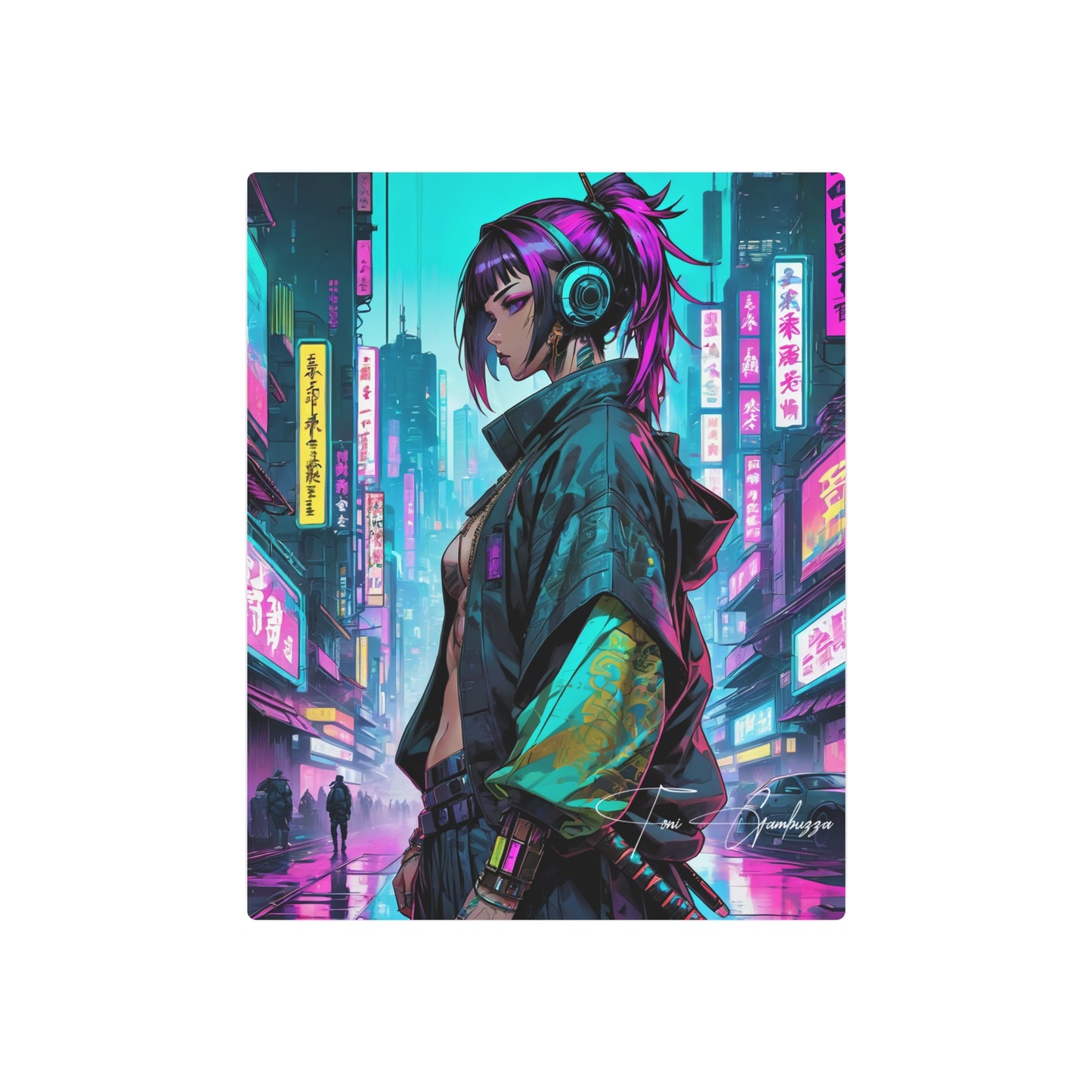 Cyberpunk Waifu 🇺🇸 US Shipping - Anime Art on Metal Poster