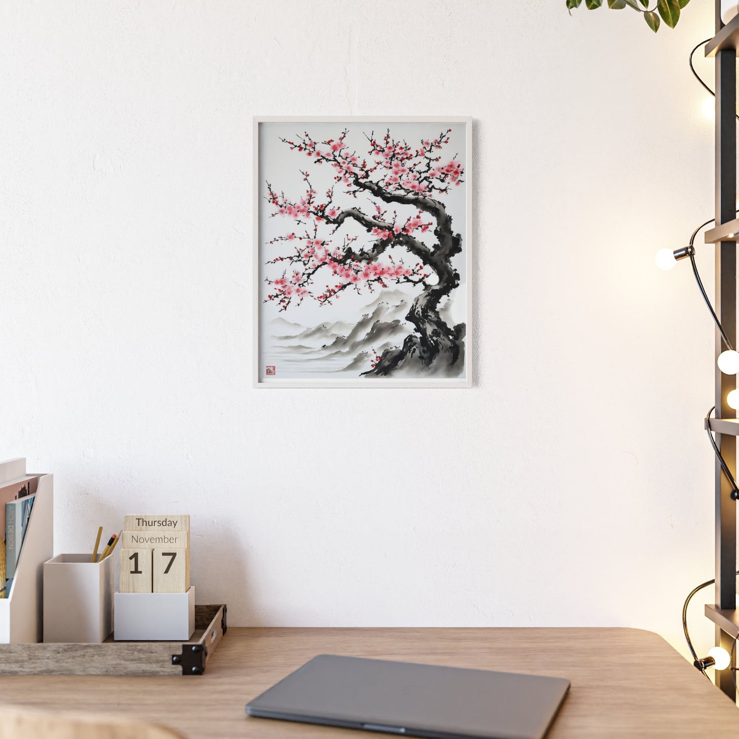 Sumi-e Art - Bodhi Tree • Traditional Japanese Art • Framed